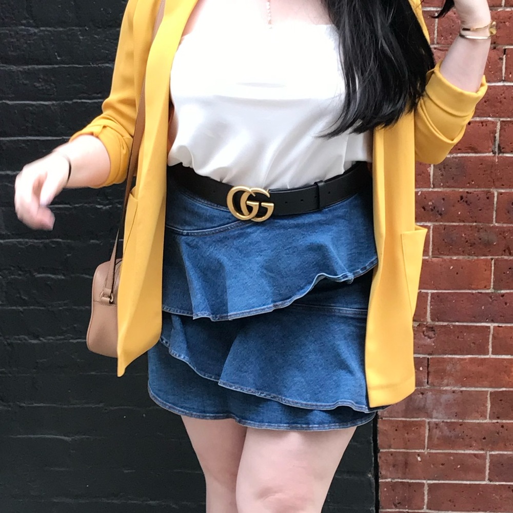 Ruffle Denim Skirt